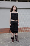 BASERANGE pattern suspender skirt SKPS-CO-SP24 black